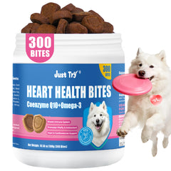 Just Try CoQ10 Bouchées Poulet Chien, soutien cardio potentiel et goût apprécié