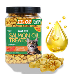 Just Try tub refermable de friandises saumon pour récompenser votre chat.