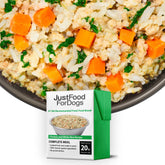 JustFoodForDogs Pantry Fresh, bol de repas poulet et riz, goût appétissant.