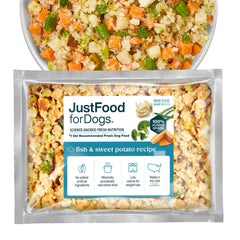 JustFoodForDogs poisson et patate douce – repas congelé prêt à servir