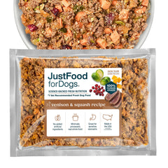 JustFoodForDogs venaison-courge bol repas, repas équilibré prêt à servir.