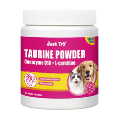 Just Try Taurine CoQ10: poudre cœur et vision pour chats et chiens.