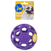 JW Pet Hol-ee Roller balle-puzzle en caoutchouc naturel 4-5 pouces – stimulant l'exploration et le jeu