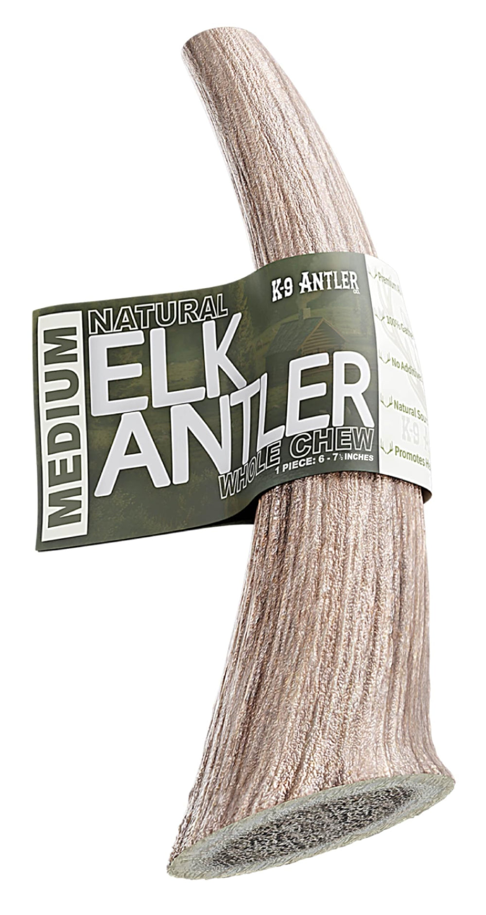 K-9 Antler Co. Cornes d elan entieres, morsure durable pour chiens actifs.