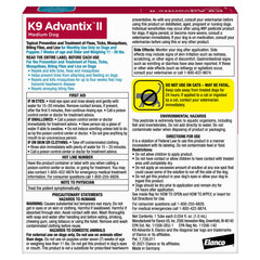 K9 Advantix II – pipette topique prête à l’emploi sur chien moyen, sans parfum.