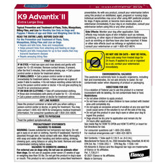 K9 Advantix II XL: puces et tiques visibles, protection ciblée.