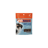 K9 Natural friandises lyophilisées poumon de bœuf dans une poche refermable, idéal pour entraînement.