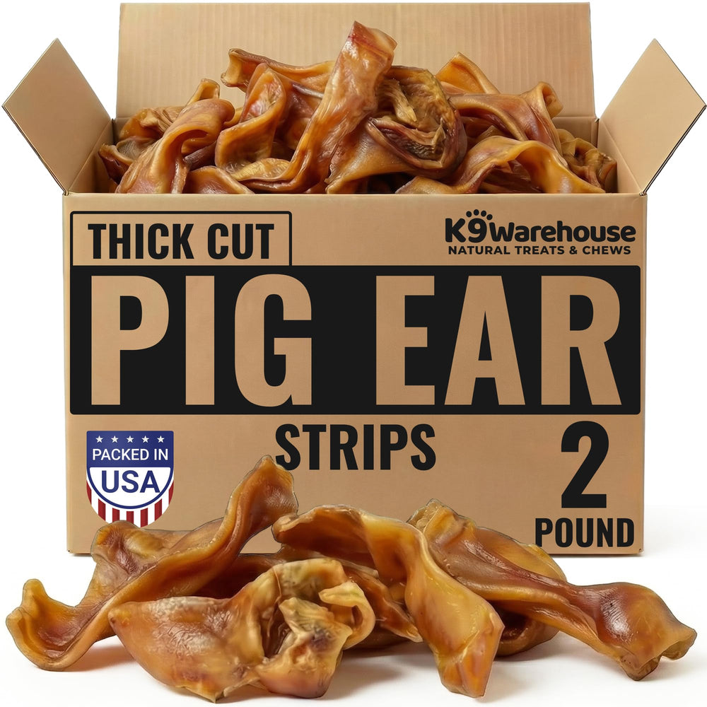 K9warehouse oreilles porc tranches epaisse, friandise naturelle et protéinée pour chiens
