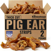 K9warehouse oreilles porc tranches epaisse, friandise naturelle et protéinée pour chiens