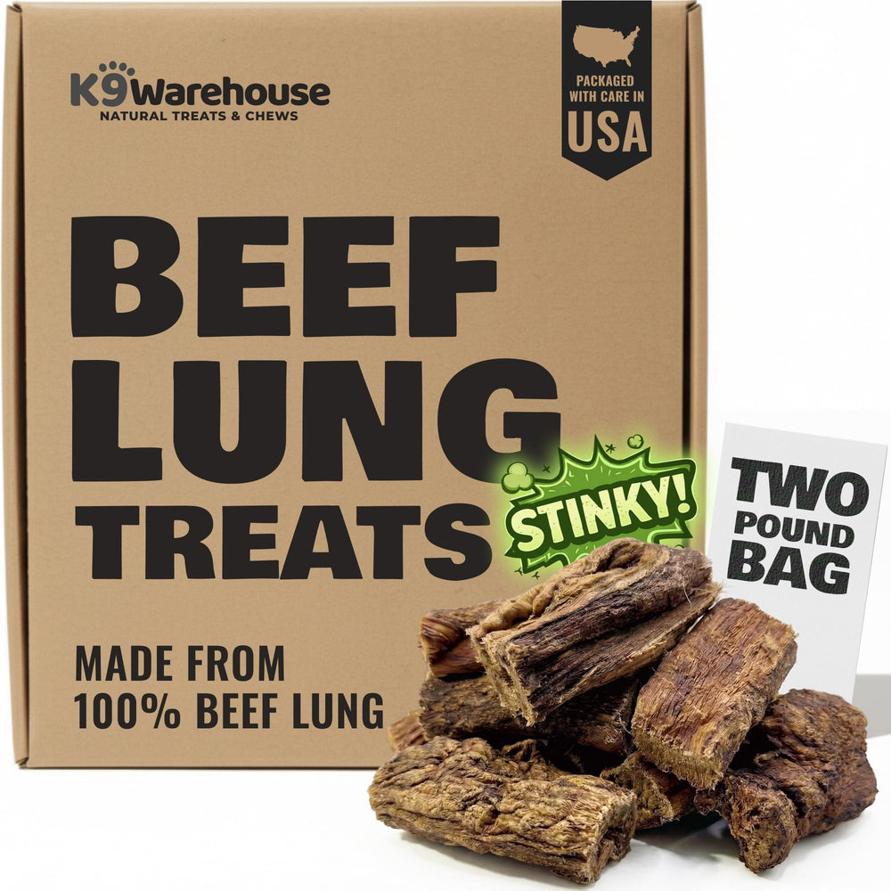 Friandises K9warehouse : tranches de poumon de boeuf déshydratées, parfaites pour l'entraînement.