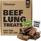 Friandises K9warehouse : tranches de poumon de boeuf déshydratées, parfaites pour l'entraînement.