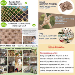 KACQIHTU net chanvre déco intérieur mur décoratif naturel