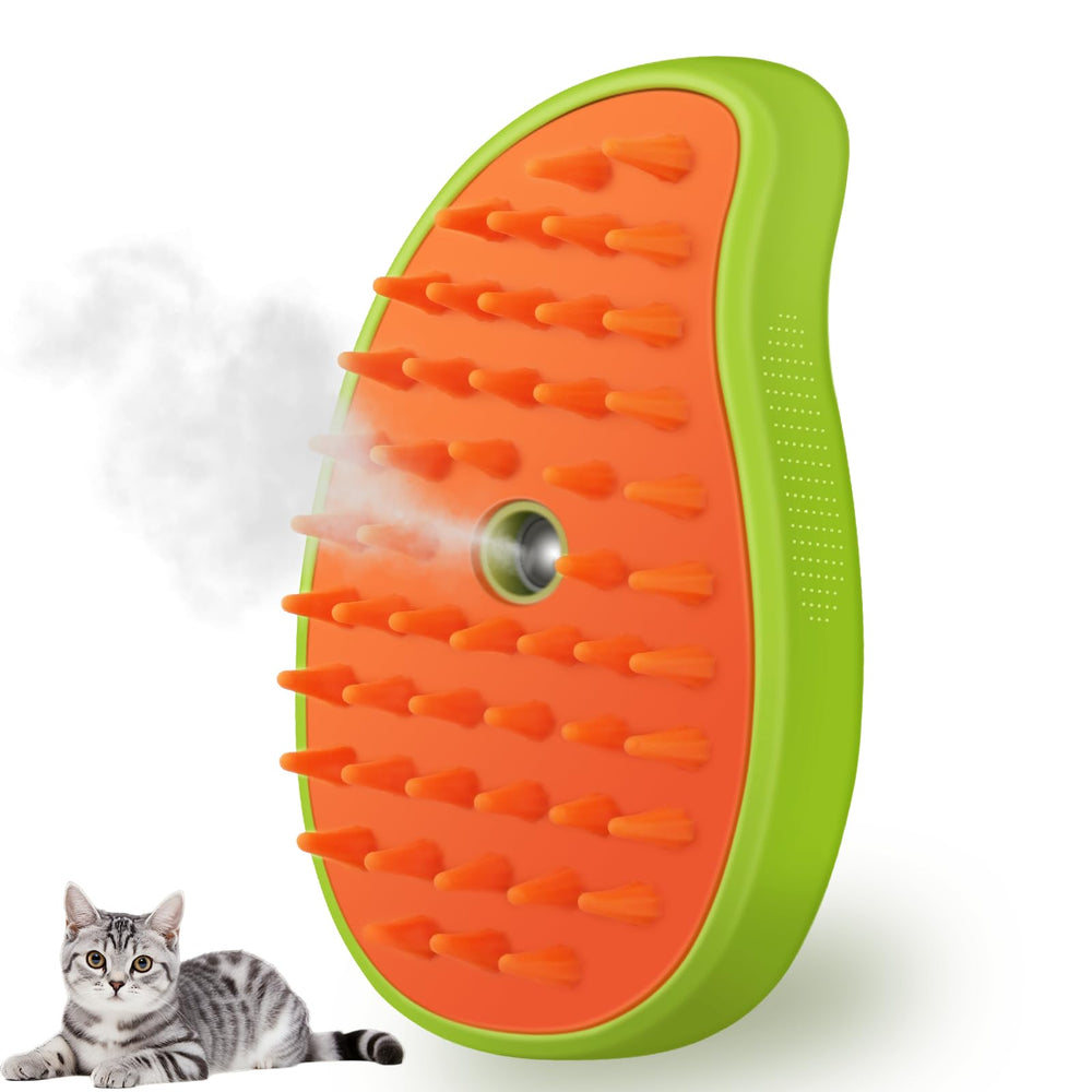 Brosse KALAMANDA chat-vapeur mango-vert améliore le brossage quotidien et le confort du pelage.