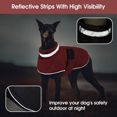 Gilet chaud Kama Bridal pour chien rouge, fermeture facile et ajustement sûr.