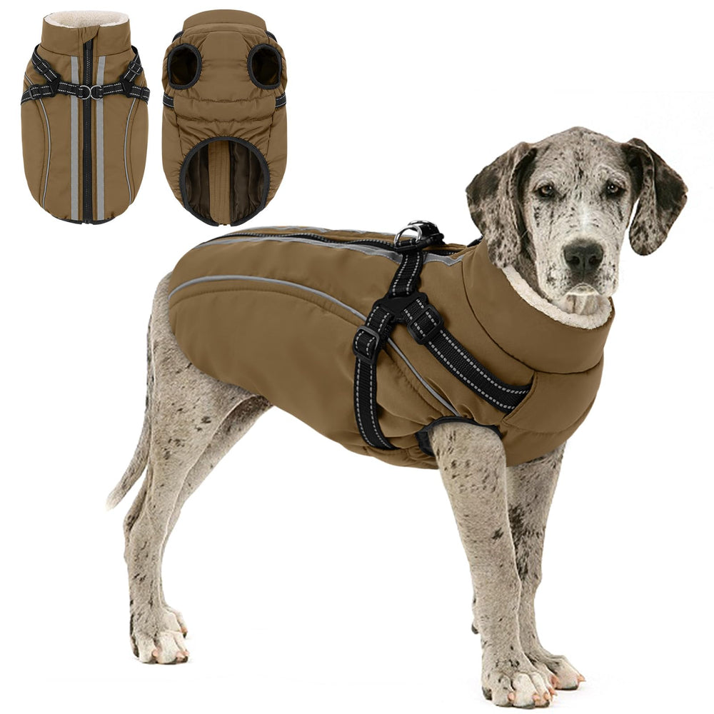 Manteau d’hiver KAMA BRIDAL avec harnais intégré, confort et sécurité lors des promenades.
