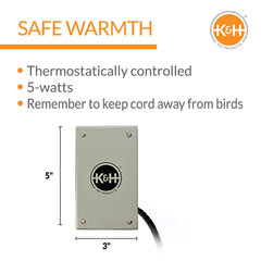 K&H Snuggle-Up chauffe-cage fixé côté cage, chaleur douce pour cacatoès.