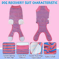 Karoku costume de récupération pour chien rose vue arrière, protection abdominale.