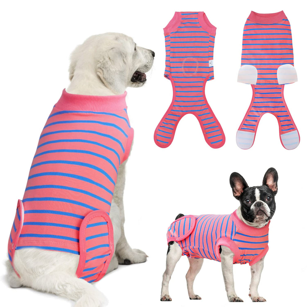 Karoku costume de récupération pour chien rose vue avant, protège plaies et mobilité.
