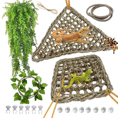 Kathson hamac triangle en herbe de mer pour reptile, confort et repos.