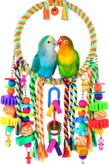 Jouet KATUMO balancoire colorée pour oiseaux, favorise divertissement et exercice.