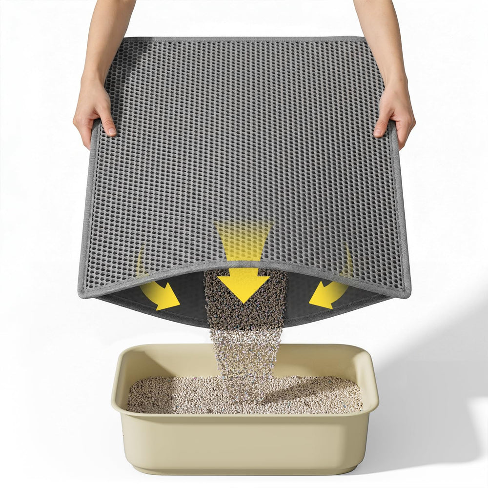 Le tapis Kaxionage litière chat double couche hexagonale capte les grains