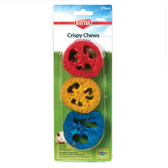 Kaytee Crispy Chews: anneaux colorés pour petits animaux, stimulant la mastication saine.
