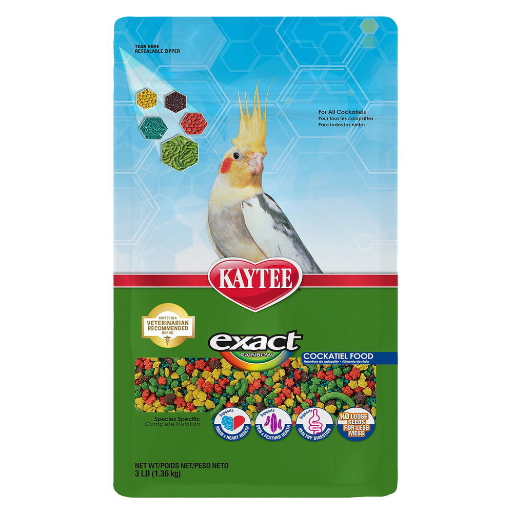 Kaytee Exact Rainbow, emballage clair pour alimentation précise du cacatoès.