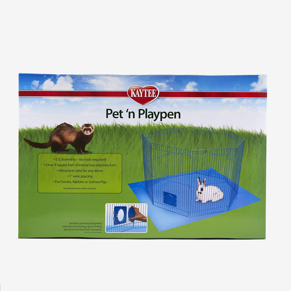 Kaytee Pet-N-Playpen : enclos polyvalent pour lapins et cochons d'Inde, pratique et sûr.