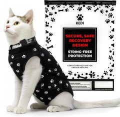 Kedi Cats Solutions: aperçu avant de la combi-recup noir taille M pour chat, ajustement confortable.