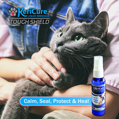 Application rapide du spray sur une plaie animale, sans douleur.