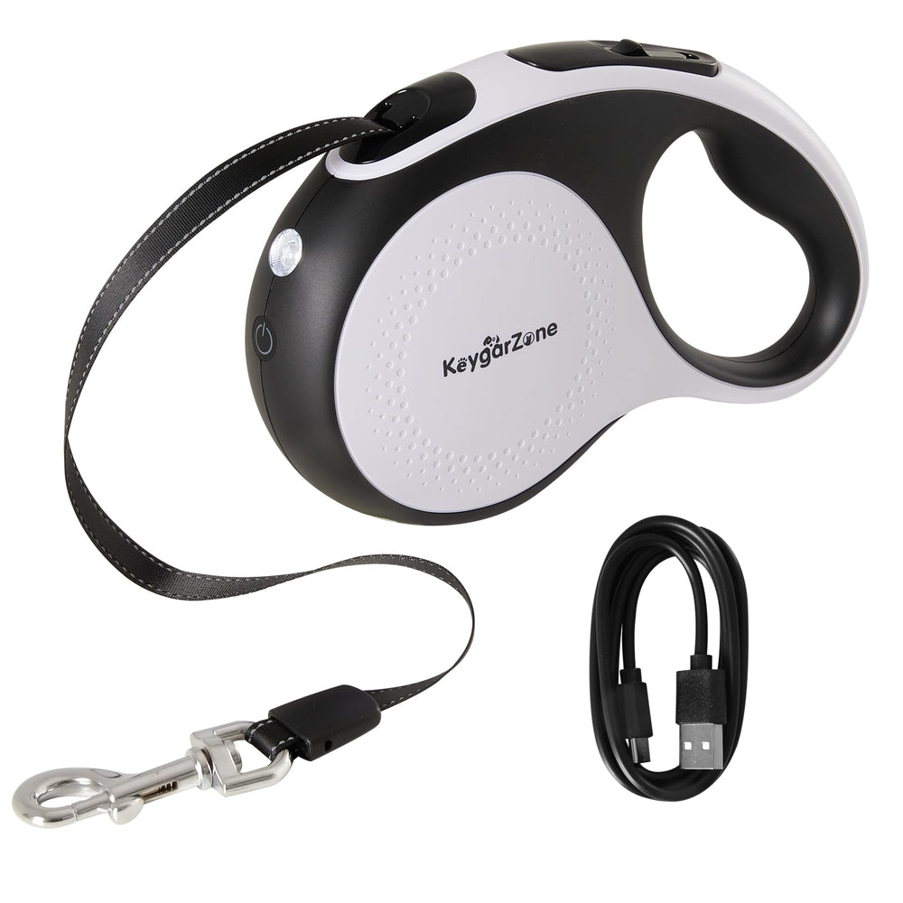 Keygarzone laisse retractable LED, améliore la visibilité nocturne lors des promenades.
