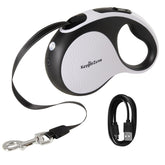 Keygarzone laisse retractable LED, améliore la visibilité nocturne lors des promenades.