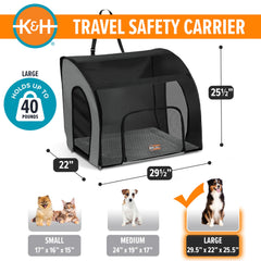 K&H Pet Products siège-auto grand chien, porte droite ouverte, accès facilité.