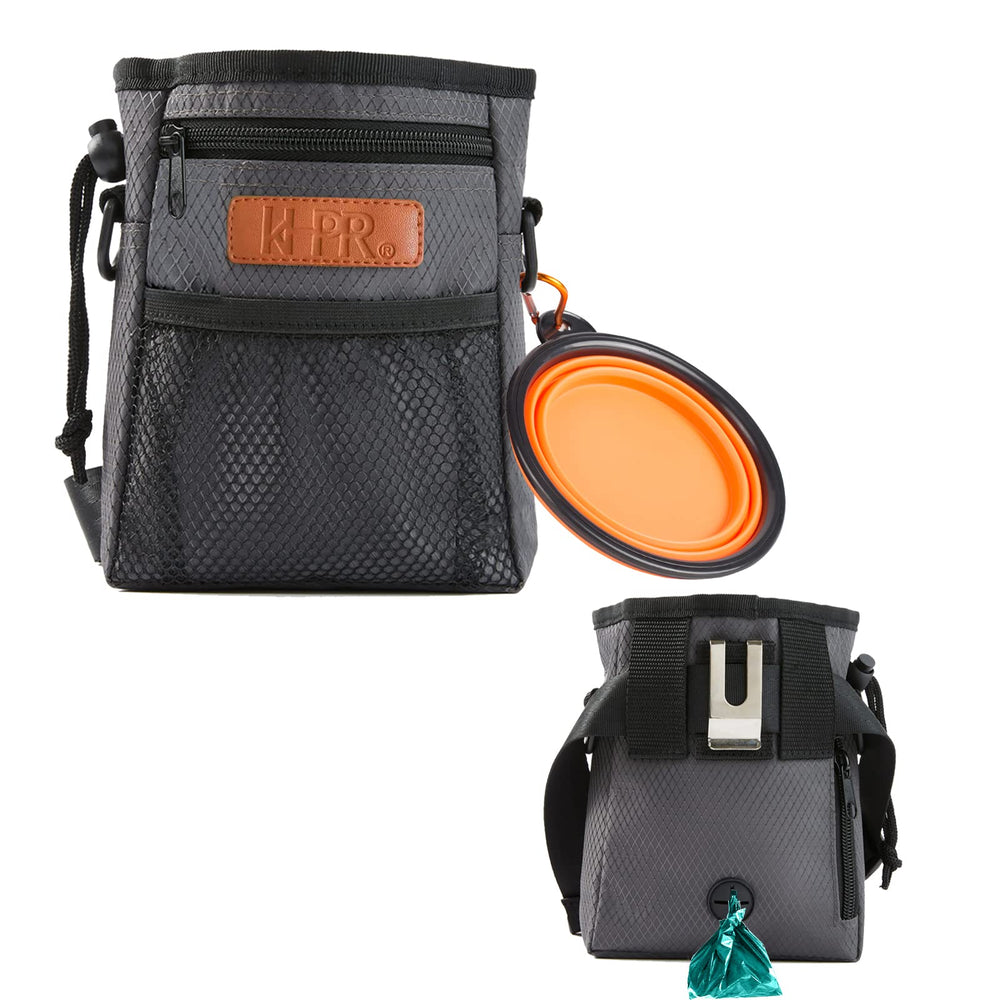 KHPR pochette d'entrainement chien croquettes gris fonce: rangement pratique lors des sorties.