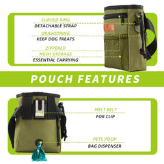 KHPR sac dressage chien emplacement poche sacs caca inclus pour praticité