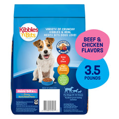 Kibbles 'n Bits Mini Bits – croquettes croquantes et tendres pour chiens adultes de petite race.
