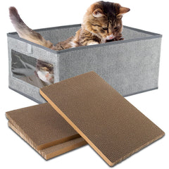 Kichwit grattoir chat grand avec boite, pratique et rangement intégré.