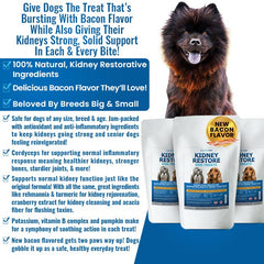 Goût bacon Kidney Restore apprécié par de nombreux chiens