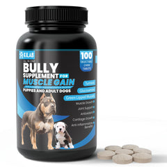 Kilab chien — emballage et flacon montrant le complément pour gain musculaire.