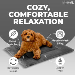 KindTail matelas kennel velours réversible 20x15 pouces, double douceur.