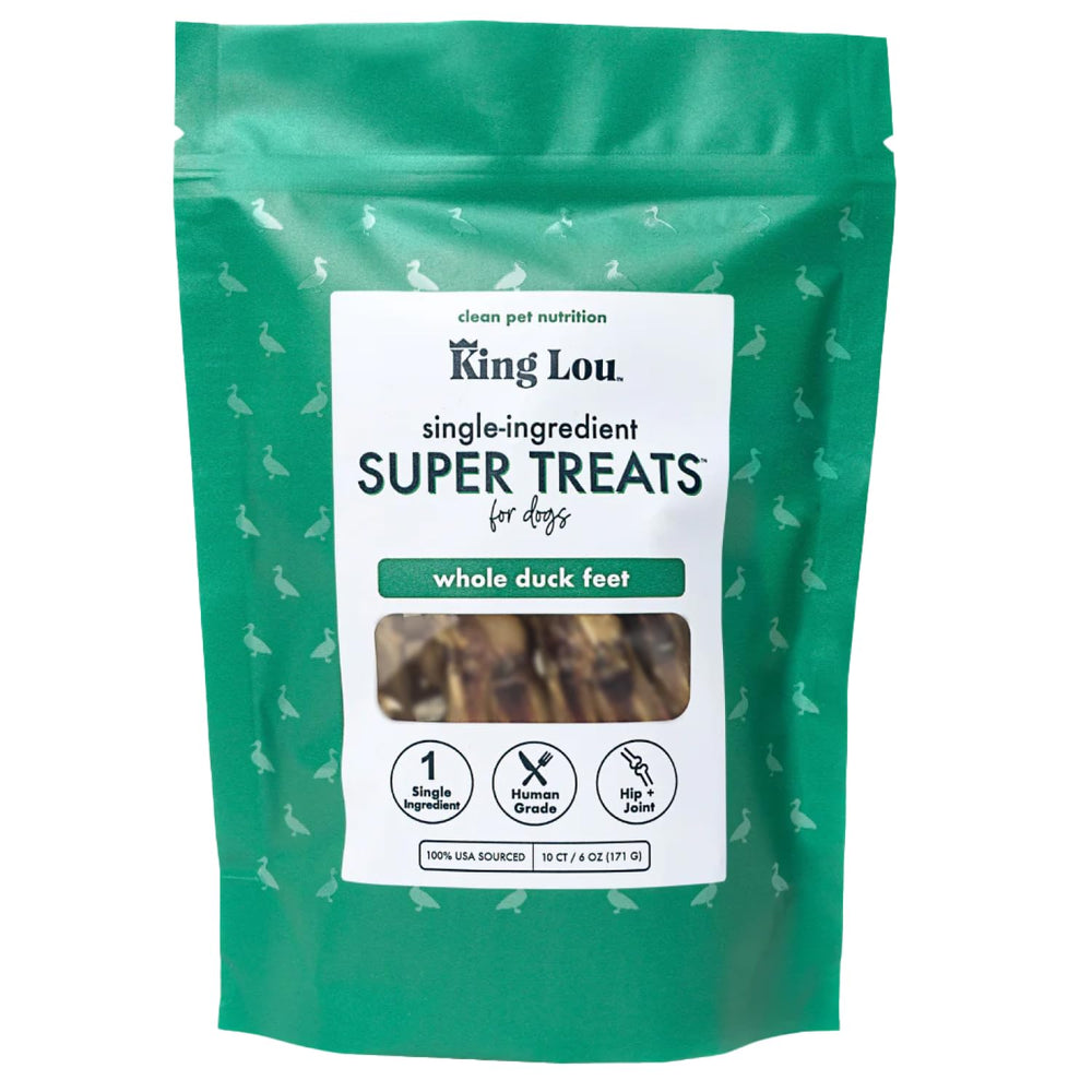 King Lou Pets pieds de canard entier, friandise naturelle pour la dentition.