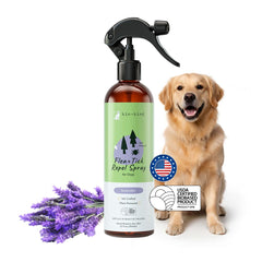 Kin+Kind spray anti-puces pour chien, bouteille prête à l'emploi.