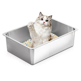 Kirecoo litière inox ouverte: idéale pour chats anxieux aimant l'espace libre.