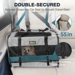KISFLY sac chat avec ceinture-auto pour trajets en sécurité.