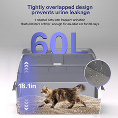 KITCATY bac litière XXXL semi-enclos adapté aux chats timides.