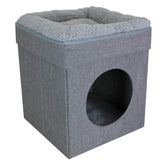 Kitty City Cube Chat Intérieur Gris : espace sûr et confortable pour se cacher et se détendre.