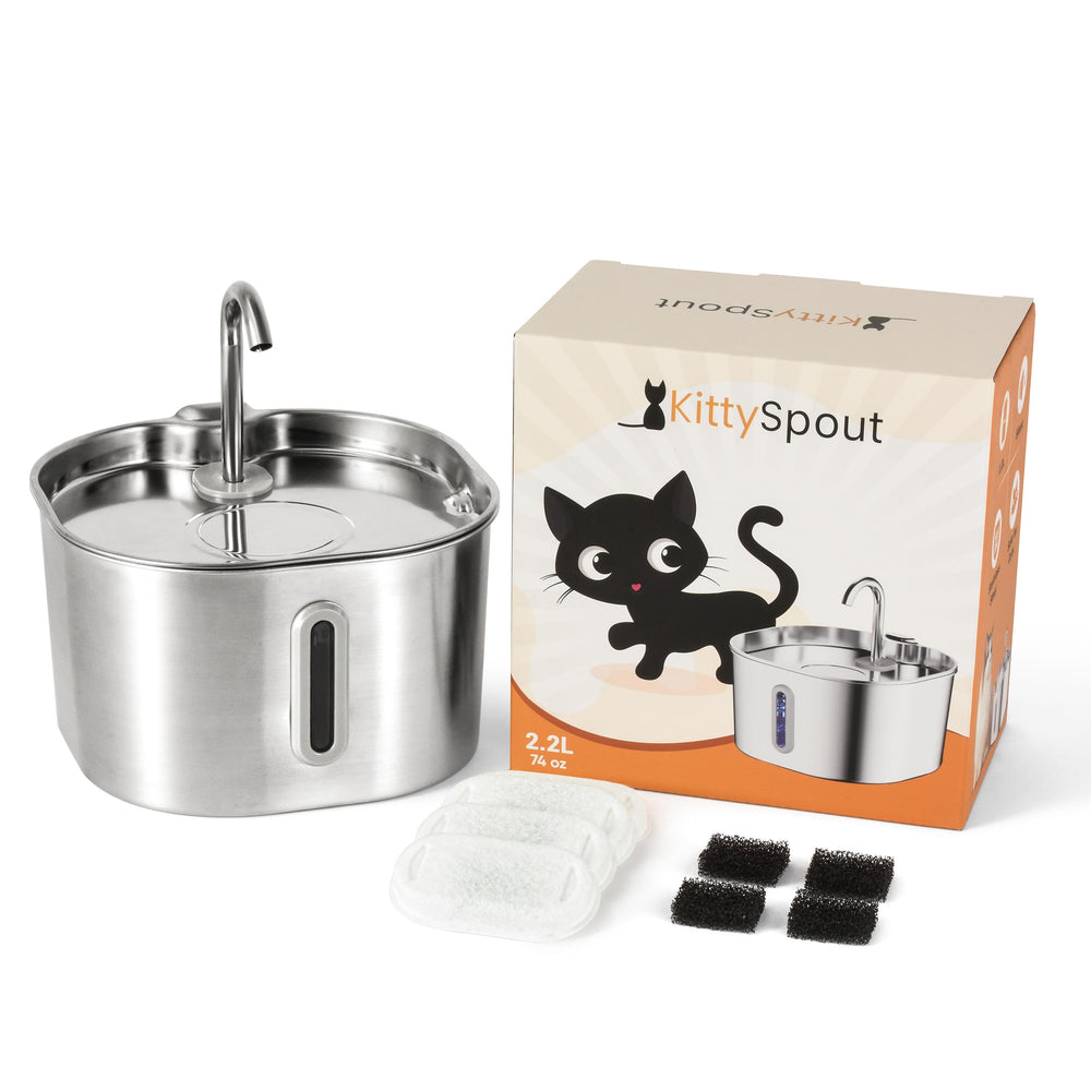 KittySpout réservoir en inox de 4 L pour hydrater les chats durablement.