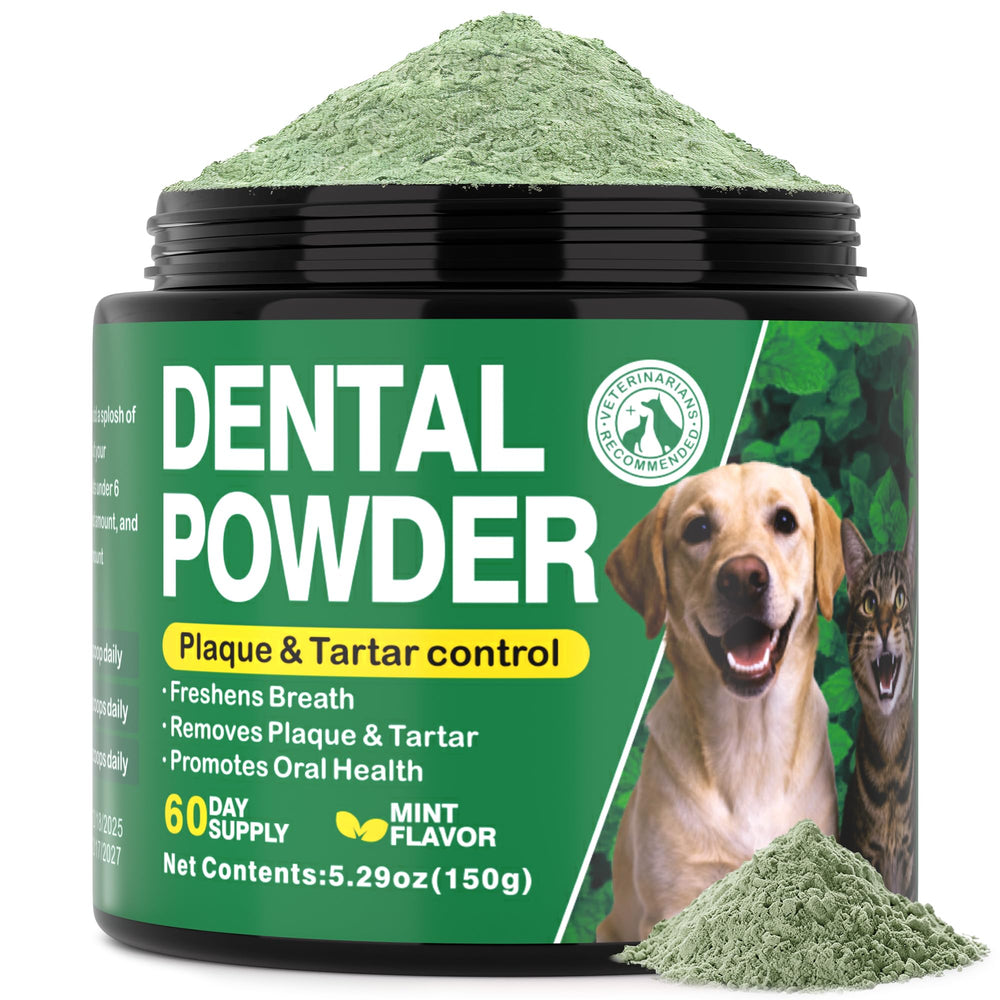 Poudre dentaire Kiuquty pour chien, bouteille 150 g, praticité et entretien dentaire.