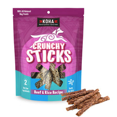 koha bâtonnets croustillants boeuf et riz, parfaits pour des friandises faciles à casser.