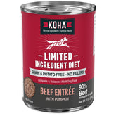 KOHA boeuf entree : emballage avec ingrédients limités pour une alimentation simple.
